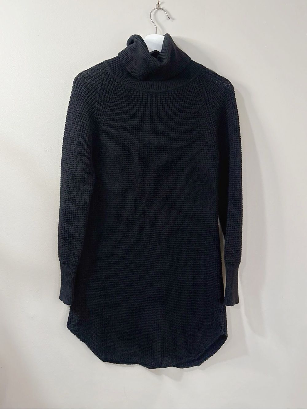 Wilfred Free Bianca Dress Merino Wool Sweater Dress Women XS Black Turtleneck